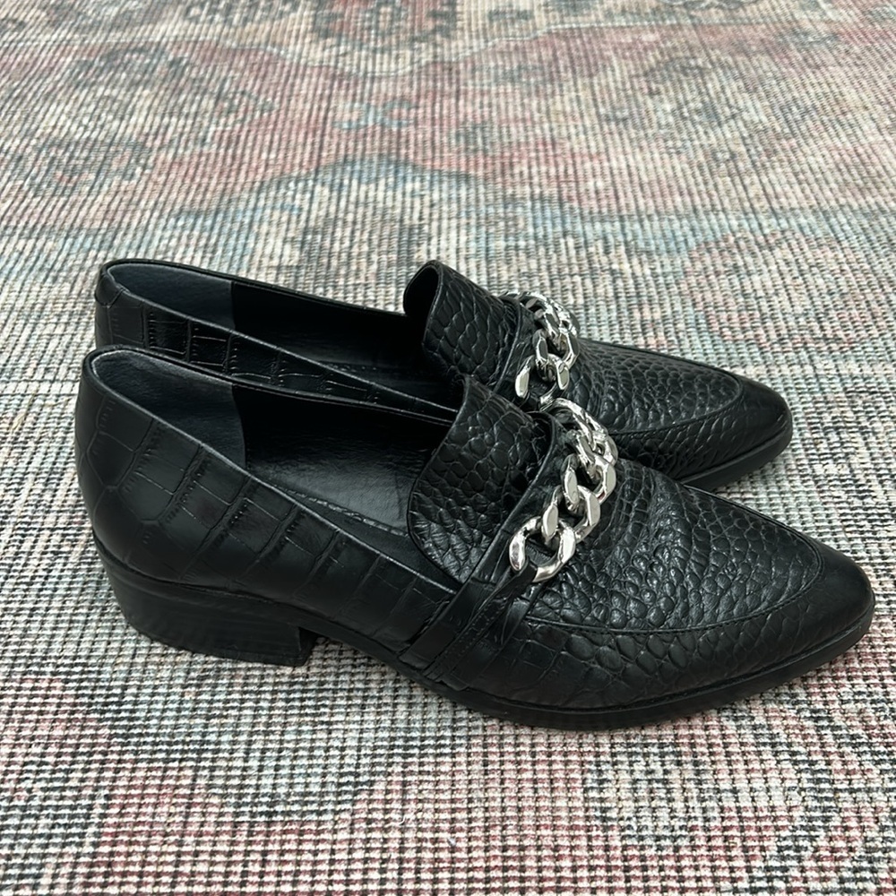 Tony Bianco Molly croc embossed chain loafers - Picture 9 of 13